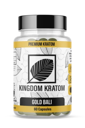 kingdom kratom gold bali 60ct bottle mockup